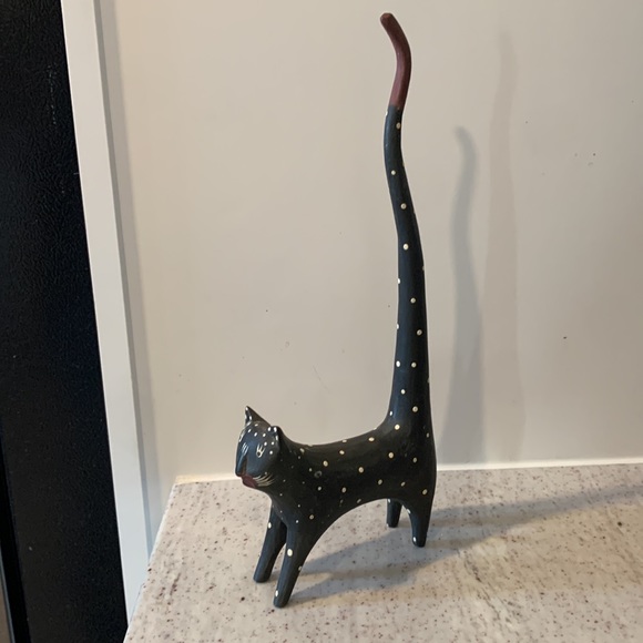 Vintage, Folk Art wooden polka dot kitty - Picture 6 of 7